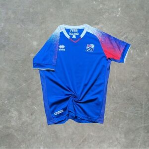 Errea Iceland National Team 2018 World Cup Soccer Jersey Mens Size Me Blue